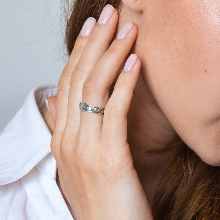 Oxidized ‘Jerusalem Cross’ Sterling Silver Ring – Holy Land Jewelry (worn by model)