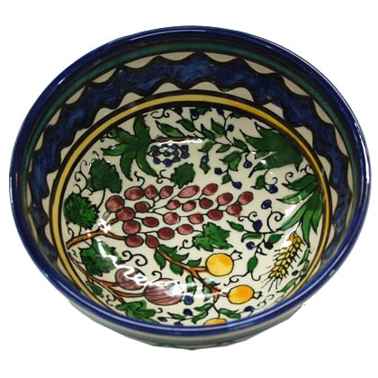 Hand Painted Armenian Ceramic Bowl Of Biblical Seven Species