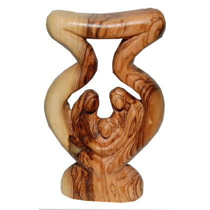 Holy Family Vase - Olive Wood - Made in Bethlehem - 10 inch