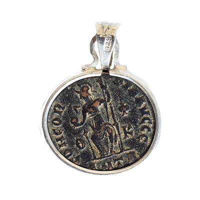 Constantine Coin in Silver Frame Pendant