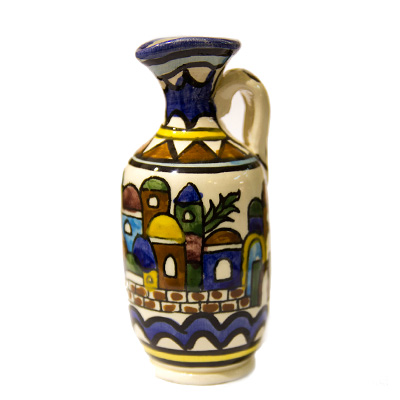 Armenian Hand Painted Ceramic Oil Filler Jar - Jerusalem