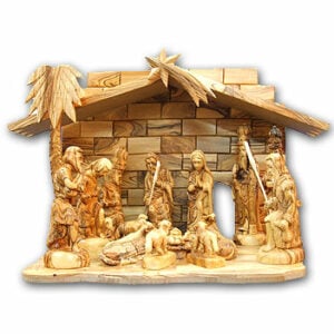 Large Olive Wood Nativity Set - 15 inch - Made in Bethlehem