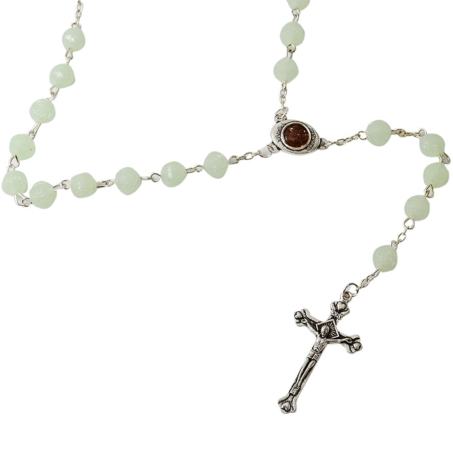 Catholic Rosary – Rosaries with Soil from Jerusalem – Light Green  (soil)