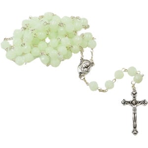 Catholic Rosary - Rosaries with Soil from Jerusalem - Light Green (bunched)