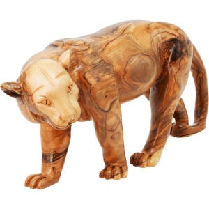 Panther - Olive Wood Animal Carving - Ornament Handmade in Israel - 12" (front side)