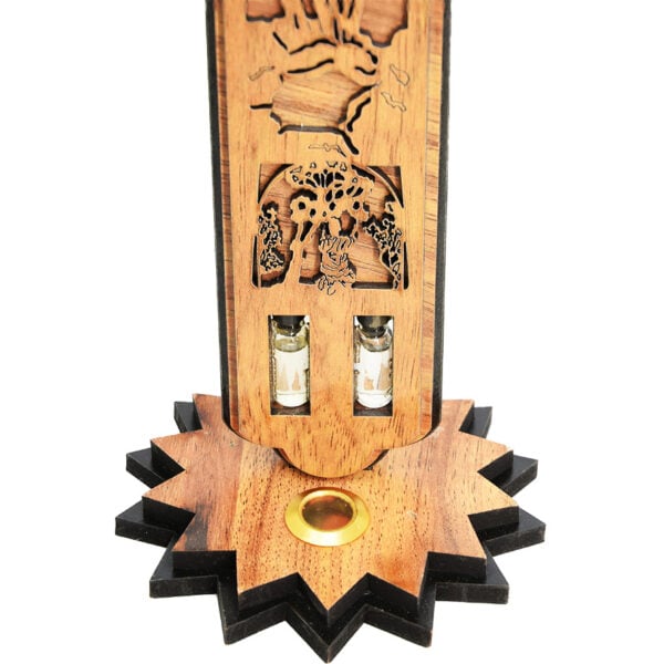 'The Passion of Christ' on an Olive Wood Cross with Incense - 14" (base detail)