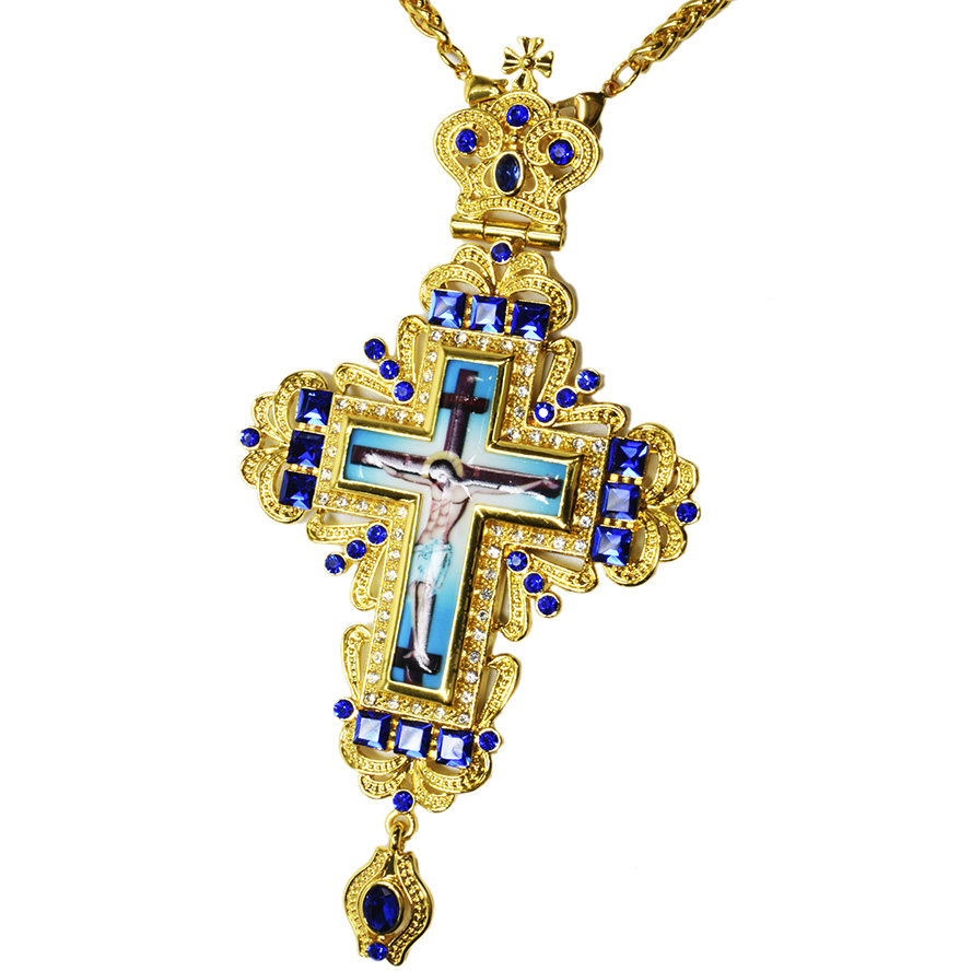 Bishop's Pectoral Cross with Blue Square Jewels