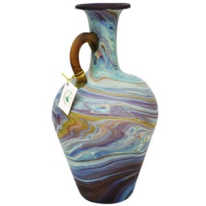 Phoenician Glass Wine Jug with Handle - Holy Land Product - Blues 9"
