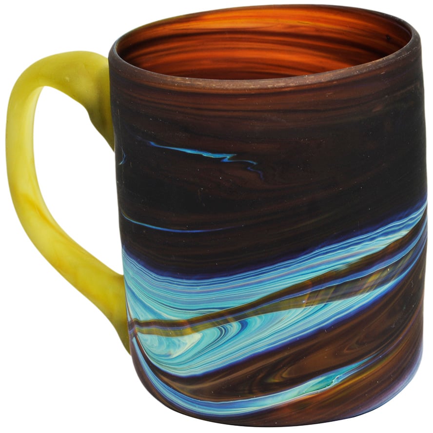 Phoenician Glass Coffee Mug – Holy Land Product – Brown 4″ (side)