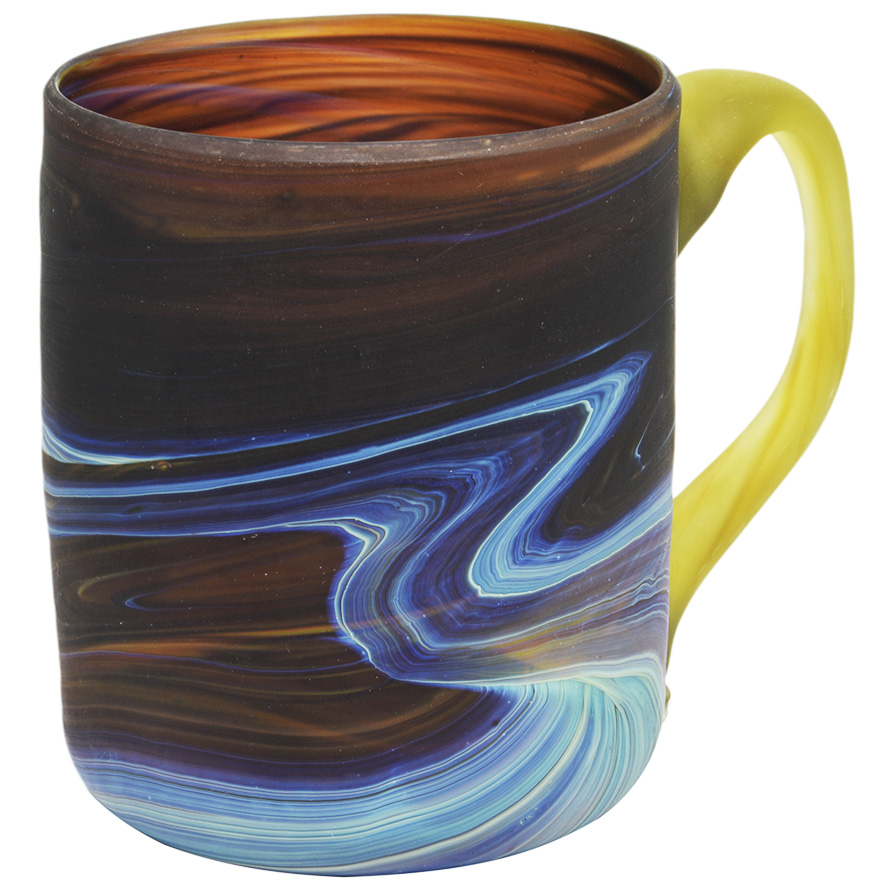 Phoenician Glass Coffee Mug - Holy Land Product - Brown 4"