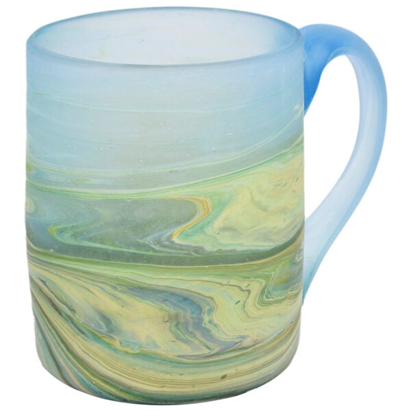 Phoenician Glass Coffee Mug - Holy Land Product - blues 4"