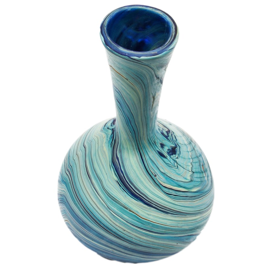 Phoenician Glass ‘Flower Vase’ – Holy Land Product – Blues 4″ (top view)