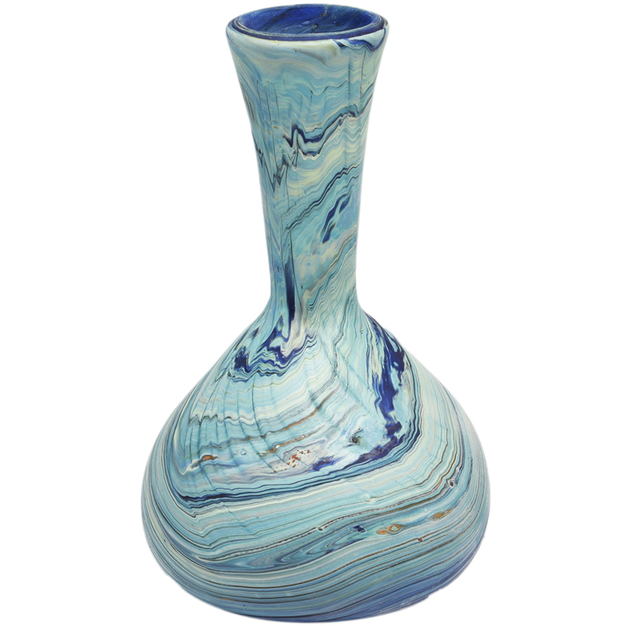 Phoenician Glass ‘Flower Vase’ – Holy Land Product – Blues 4″
