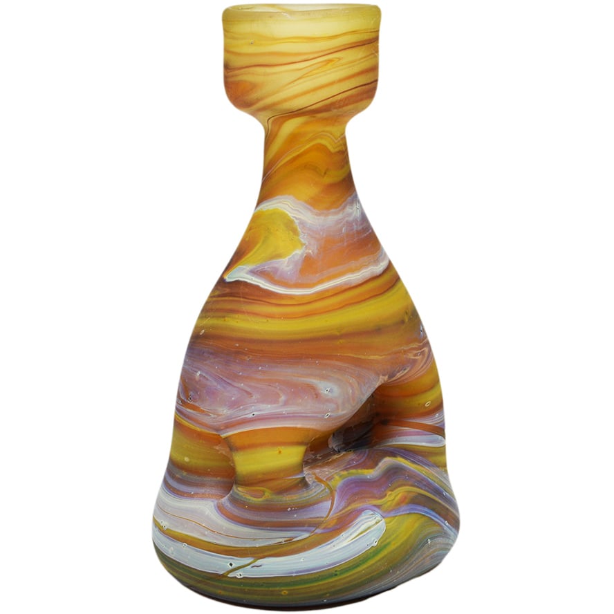 Phoenician Glass Artistic Flower Vase – Holy Land Product – Greens 5.5″ (side view)