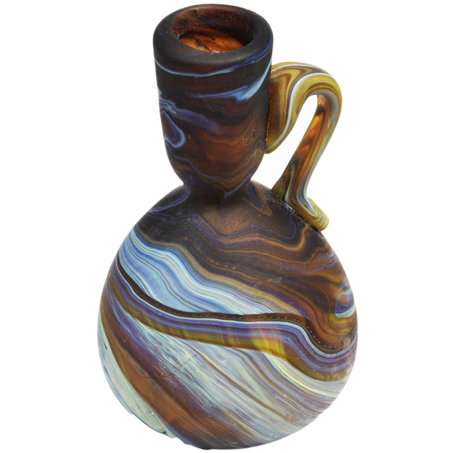 Phoenician Glass Mini Oil Jug - Holy Land Product - Blues 3
