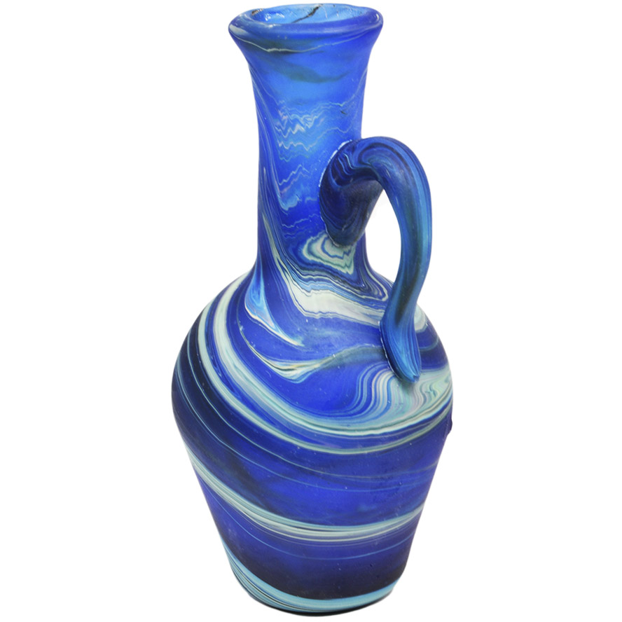Phoenician Glass Mini Wine Jug – Holy Land Product – Blues 3″
