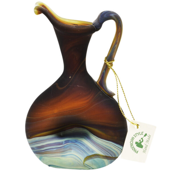 Phoenician Glass Artistic Vinegar Jug - Holy Land Product - Browns 5"