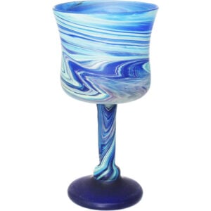 Phoenician Glass Wine Goblet - Made in Israel - Blues - 6"