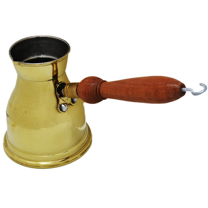 Turkish Coffee Pot - Polished Brass Finish - Made in Jerusalem