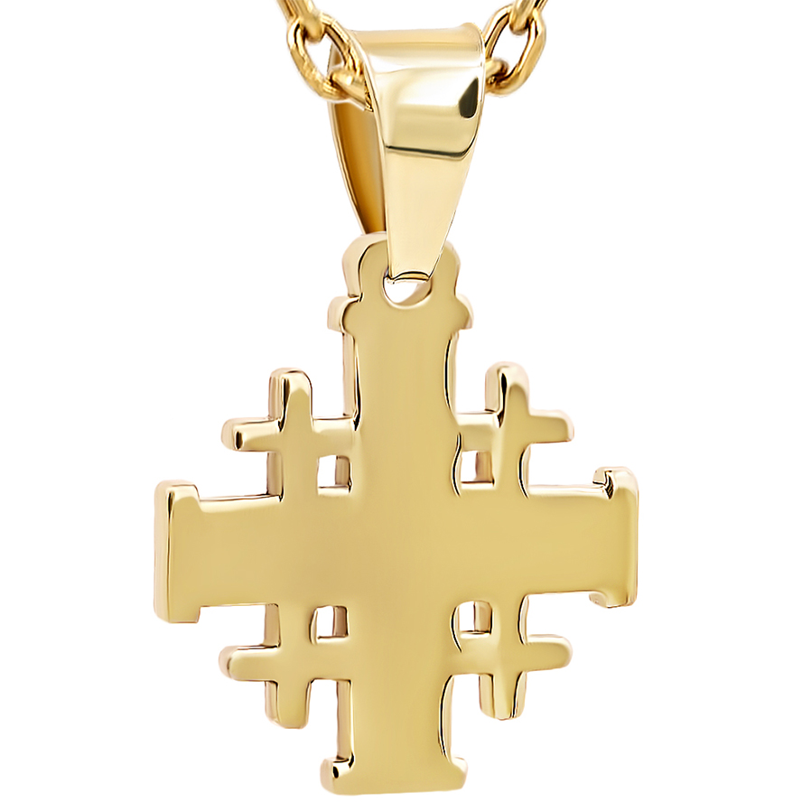 Classic 'Jerusalem Cross' 14k Gold Necklace - 2 Sizes
