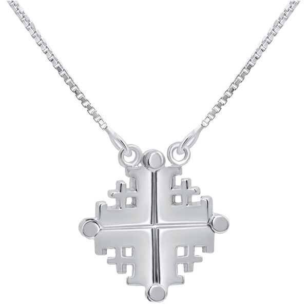 Opening Plain 'Jerusalem Cross' 925 Silver Necklace (with chain)