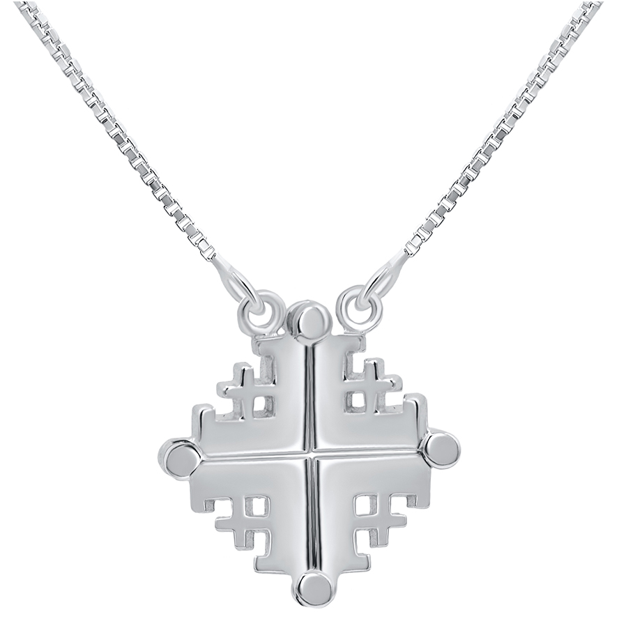 Opening Plain ‘Jerusalem Cross’ 925 Silver Necklace (with chain)