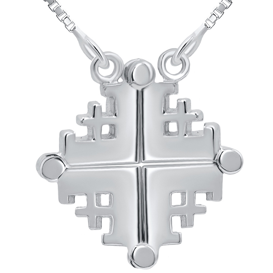 Opening Plain 'Jerusalem Cross' 925 Silver Necklace