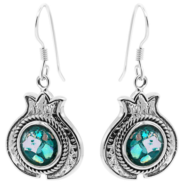Sterling Silver 'Pomegranate' earrings with genuine Roman Glass