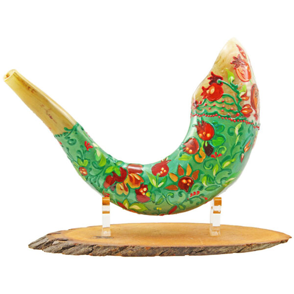 "Pomegranate" Hand-Painted Ram's Horn Shofar By Sarit Romano