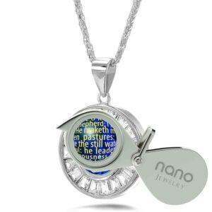 The Lord's Prayer - Nano 24k on Zirconia 925 Silver Crown Necklace (with magnifying glass)