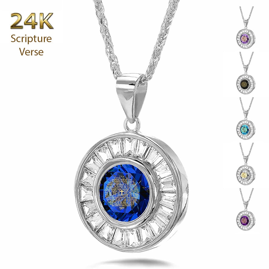 The Lord's Prayer - Nano 24k on Zirconia 925 Silver Crown Necklace