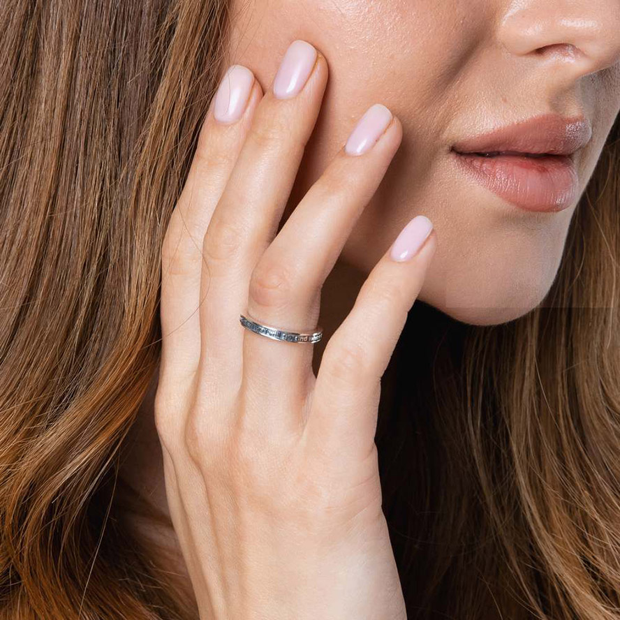 “The LORD is My Shepherd” Psalm 23 – Sterling Silver Ring by Marina Jewelry (worn by model)