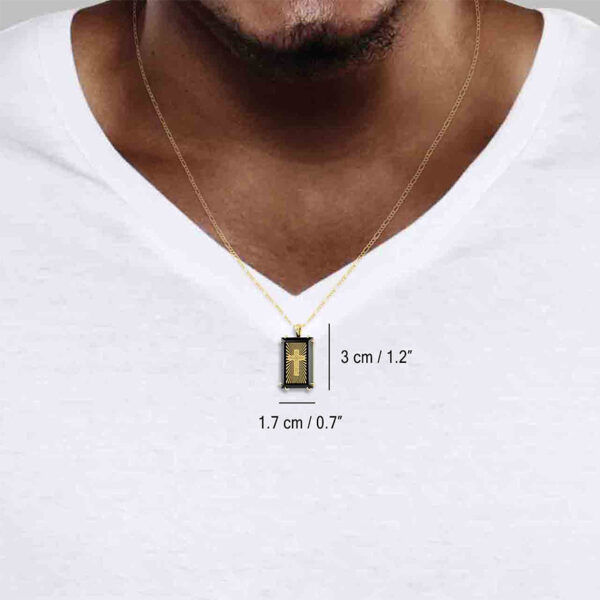 Psalm 23 Inscribed 24k Gold on Onyx 14k Gold Prong Scripture Pendant (worn by guy)