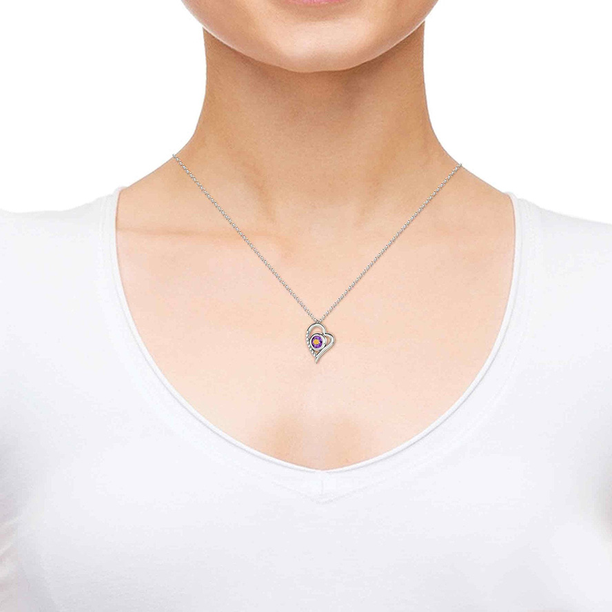 24k Inscribed Psalm 23 on Zirconia Sterling Silver Heart Necklace (worn by model)