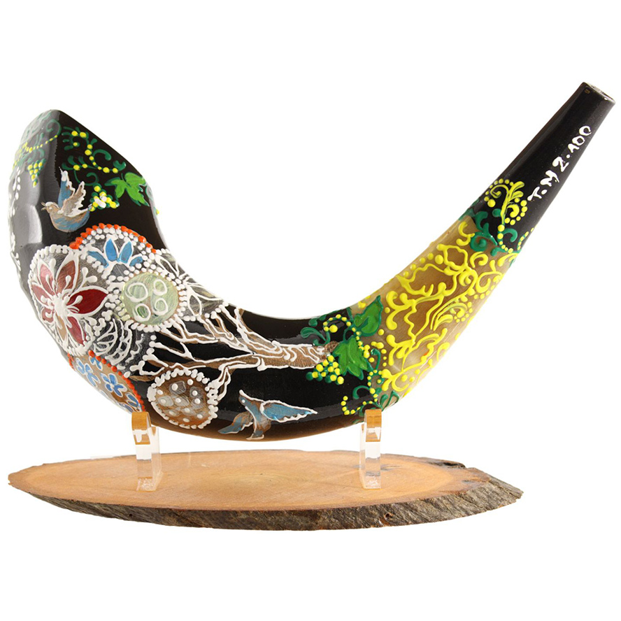 Hand-Painted “Tree of Life” Ram’s Horn Shofar – Made in Israel