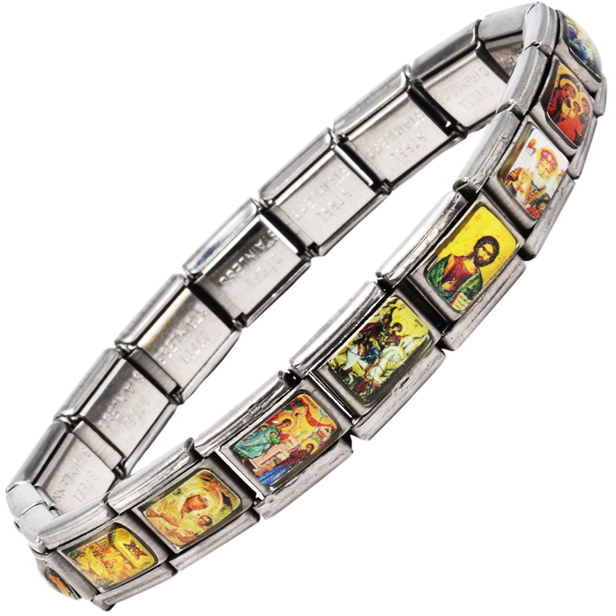 Religious Icons' Stainless Steel Bracelet from the Holy Land
