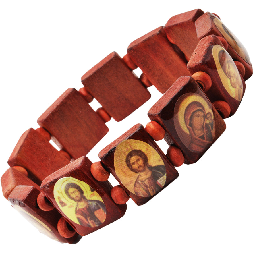 Religious Icons’ Wooden Bracelet from the Holy Land