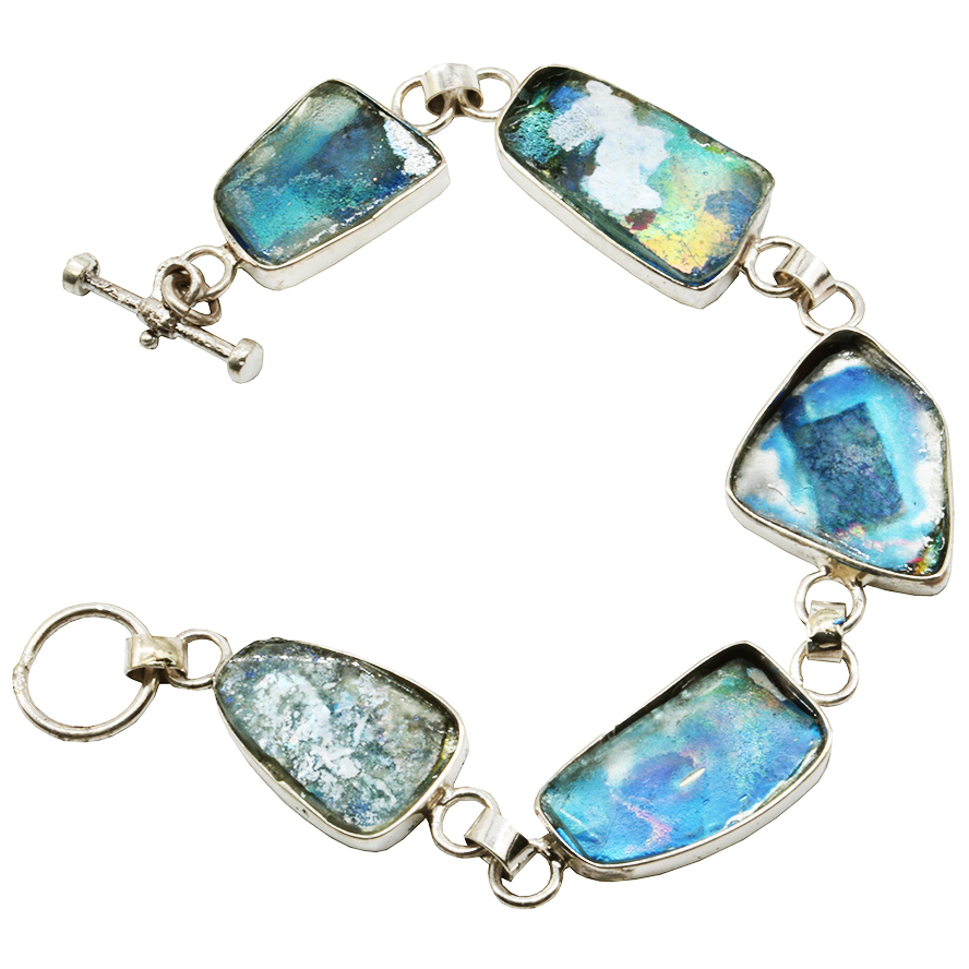 Bracelet: Roman Glass Art – Jewelry from Jerusalem – Sterling Silver