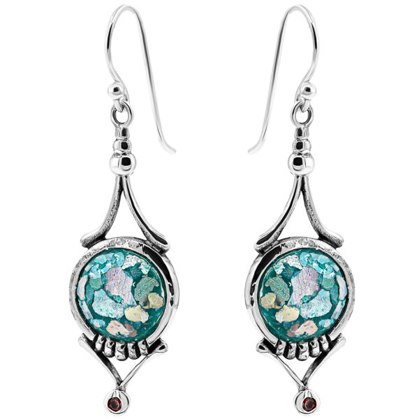 Authentic Roman Glass - Classical Drop Earrings - Sterling Silver