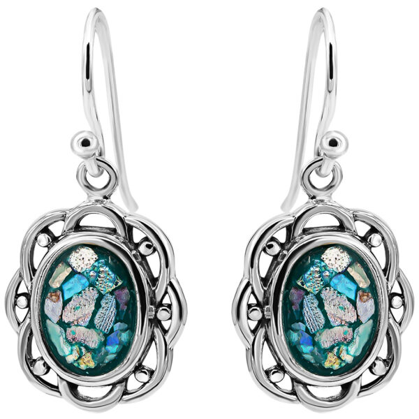 Classic Elegance - 2000 year old Roman Glass in silver earrings