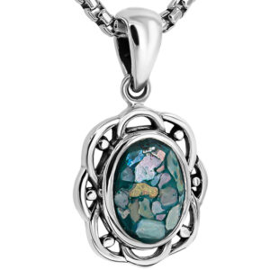Classic Elegance - 2000 year old Roman Glass in an Ornate Silver Pendant