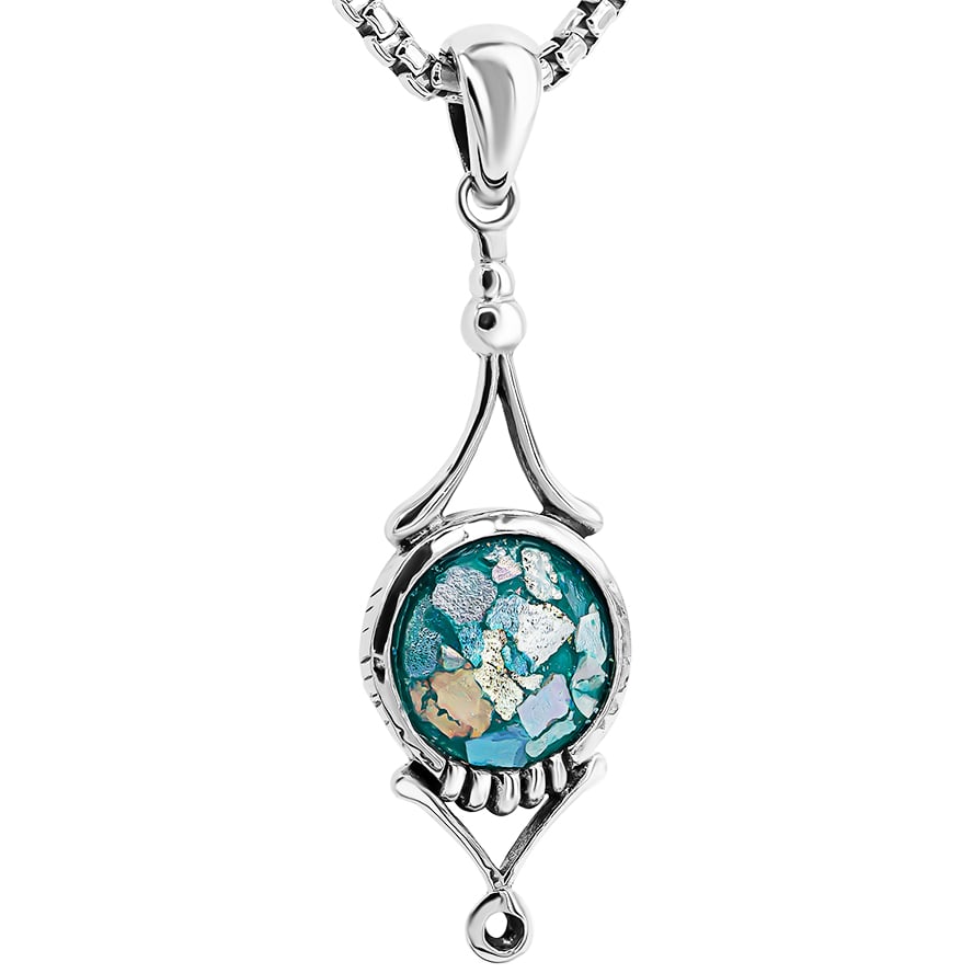 Genuine Roman Glass – Classical Fashion Pendant – Sterling Silver
