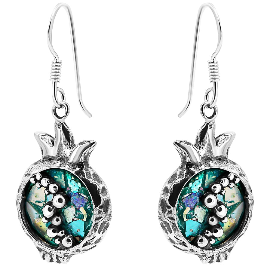 Roman Glass 'Pomegranate with Seed' Earrings - Made in Israel