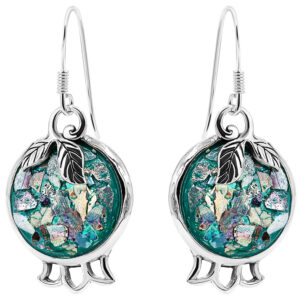 Roman Glass 'Pomegranate with Leaf' Earrings