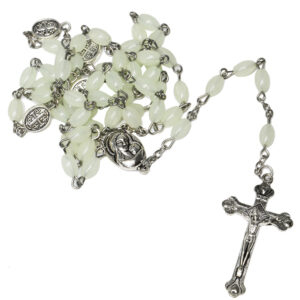 Rosary Beads with 'Jerusalem Cross' - 'Jesus and Mary' Icon & Holy Soil