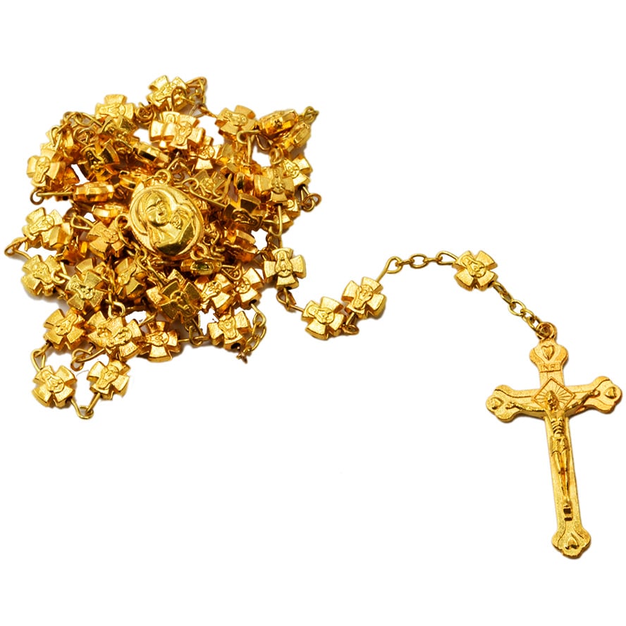 Catholic Rosary – Rosaries with Golden Crosses – Made in Jerusalem (bunched)