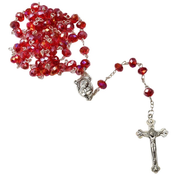 Catholic Rosary - Rosaries with Blood Red Glass Beads from Jerusalem