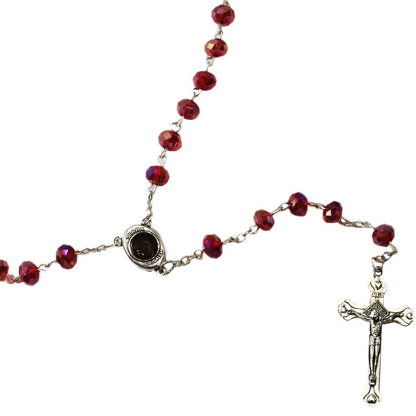 Catholic Rosary - Rosaries with Blood Red Glass Beads from Jerusalem with soil