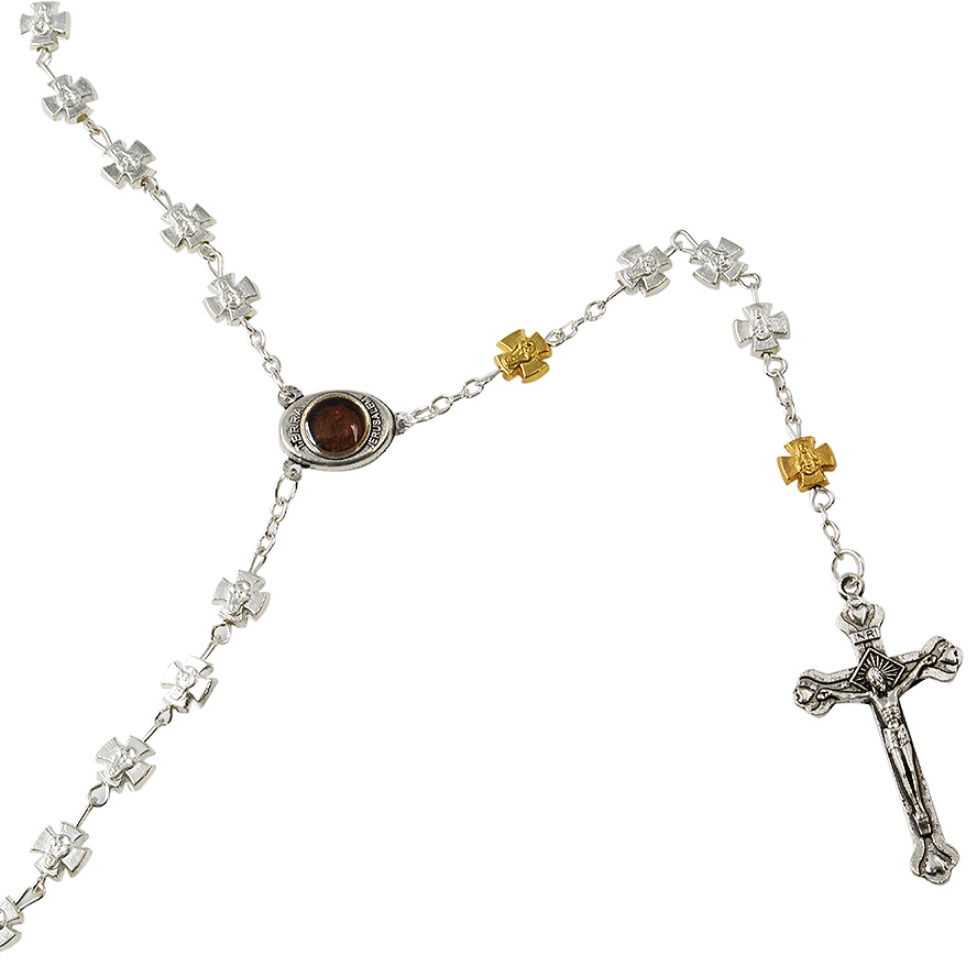 Rosary with Silver & Golden Crosses – Made in Jerusalem (holy soil)