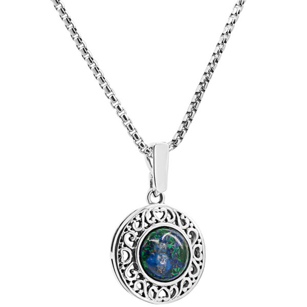 'Solomon Stone' Round Filigree Sterling Silver Necklace from Israel (with chain)